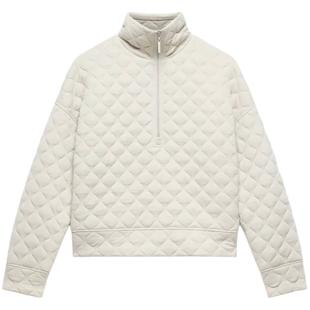 Mint Velvet Cream Quilted Zip Sweatshirt